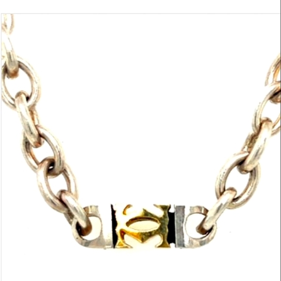 18K Cartier Double "C" Oval Link 🔗 Necklace, Crafted in Sterling Stunning 🎁 - Picture 3 of 12